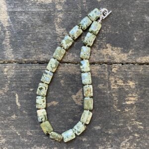 Green Ryolite bead necklace by Clare de la Torre