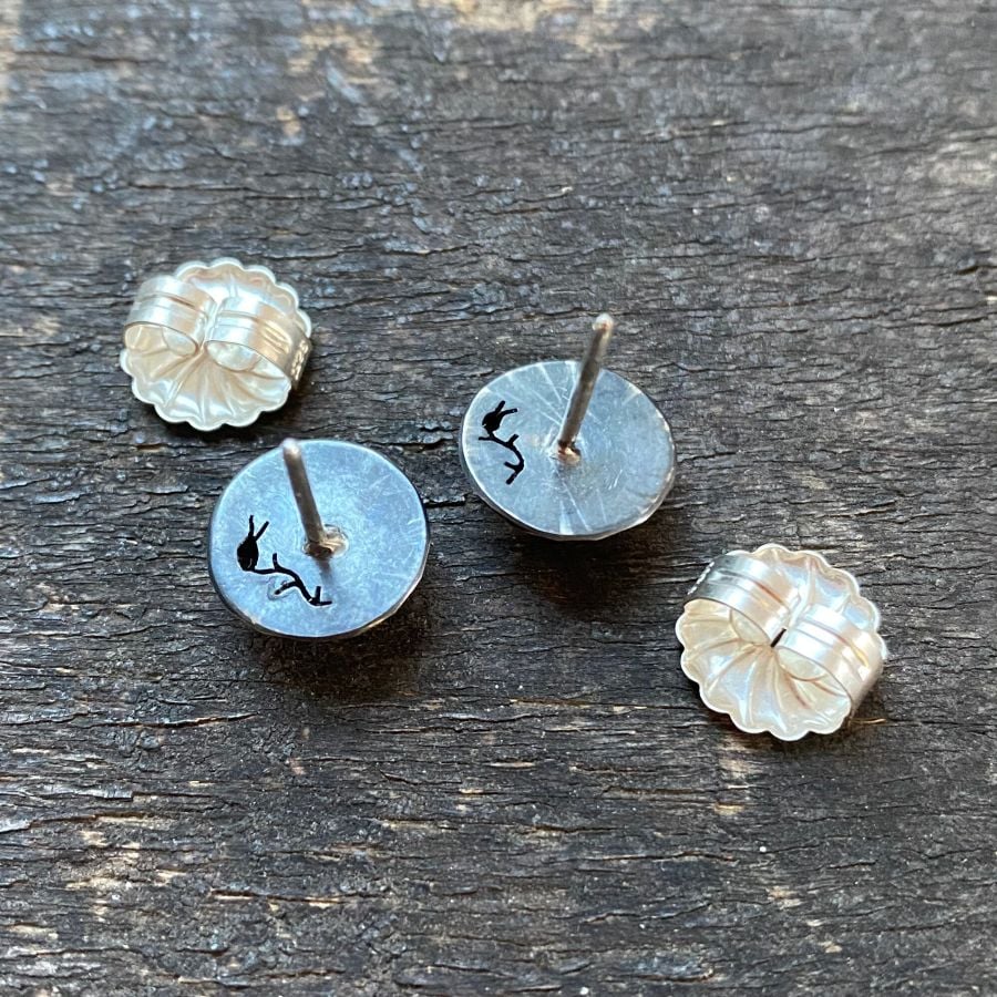 Tiny Silver Faceted Dome Earrings CDLT 3/11a