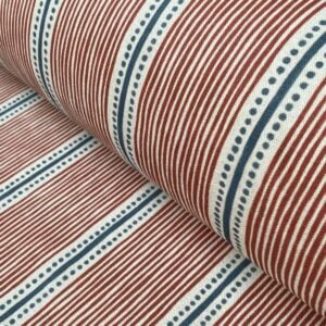Red & Blue striped fabric at an angle
