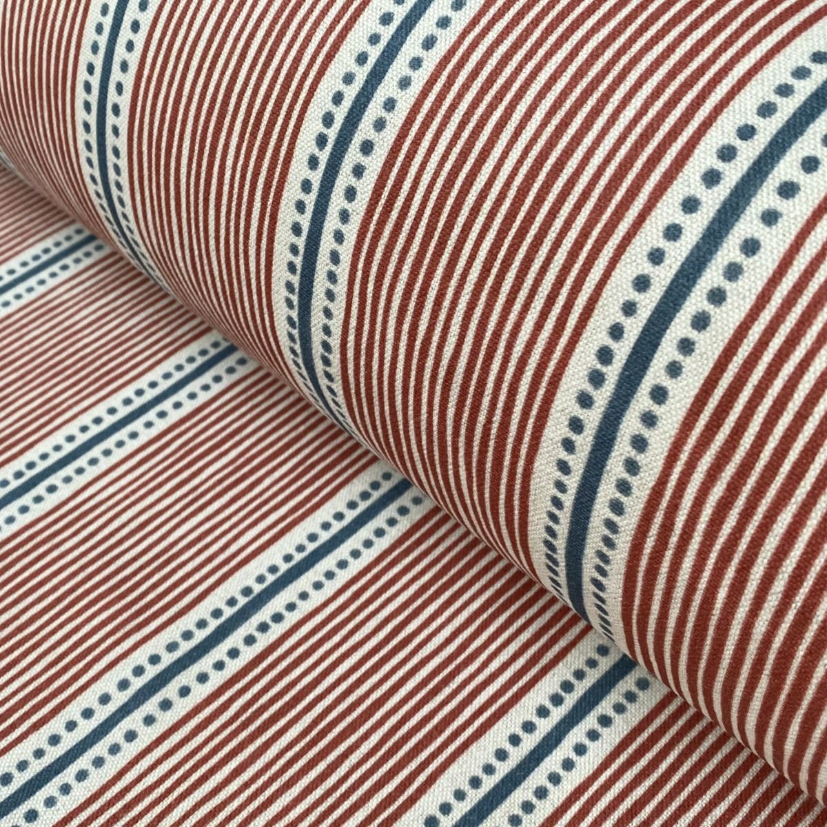 Red & Blue striped fabric at an angle