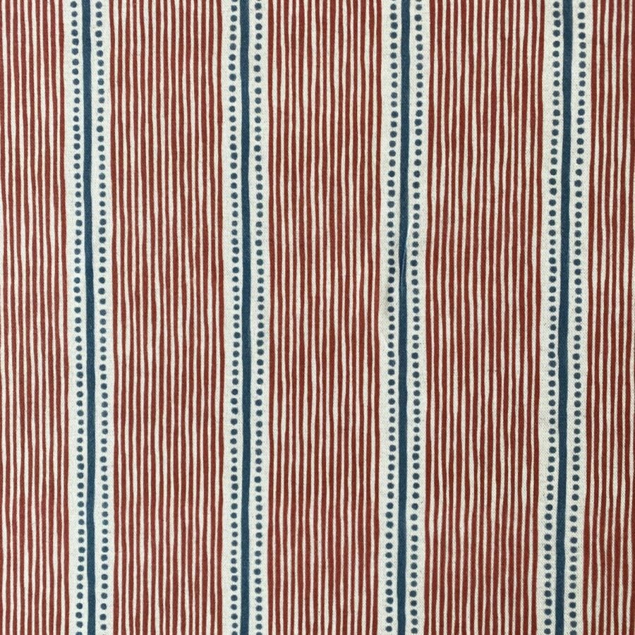 Red & Blue striped fabric at an angle
