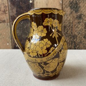 Katie B Morgan slipware Harvest Jug on tablecloth