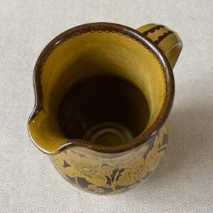 Katie B Morgan slipware Harvest Jug on tablecloth