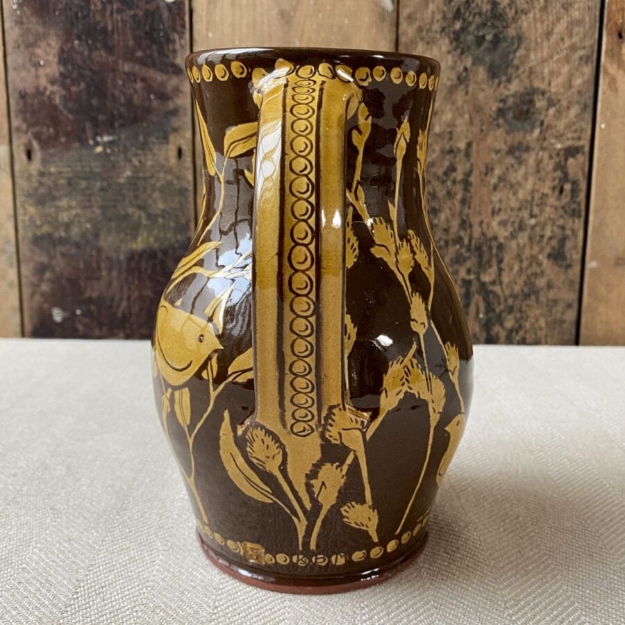 Katie B Morgan Slipware Jug KMSOR4 Willow Leaves