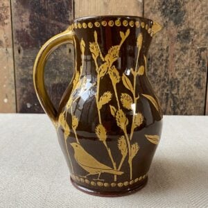 Katie B Morgan slipware Harvest Jug on tablecloth