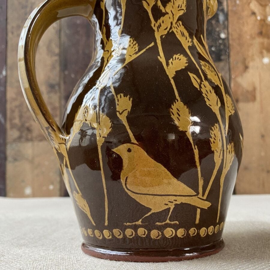 Katie B Morgan Slipware Jug KMSOR4 Willow Leaves