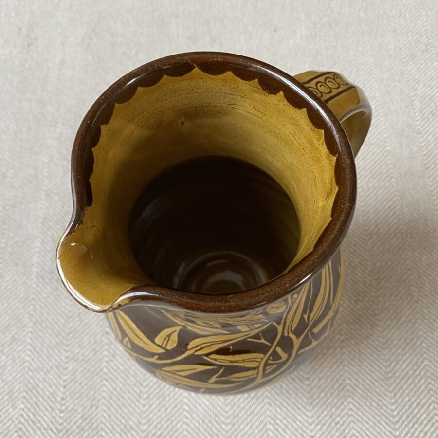 Katie B Morgan Slipware Jug KMSOR4 Willow Leaves