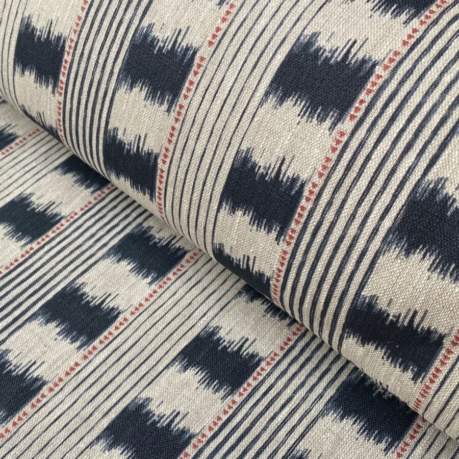 Dark Indigo Striped linen on a roll