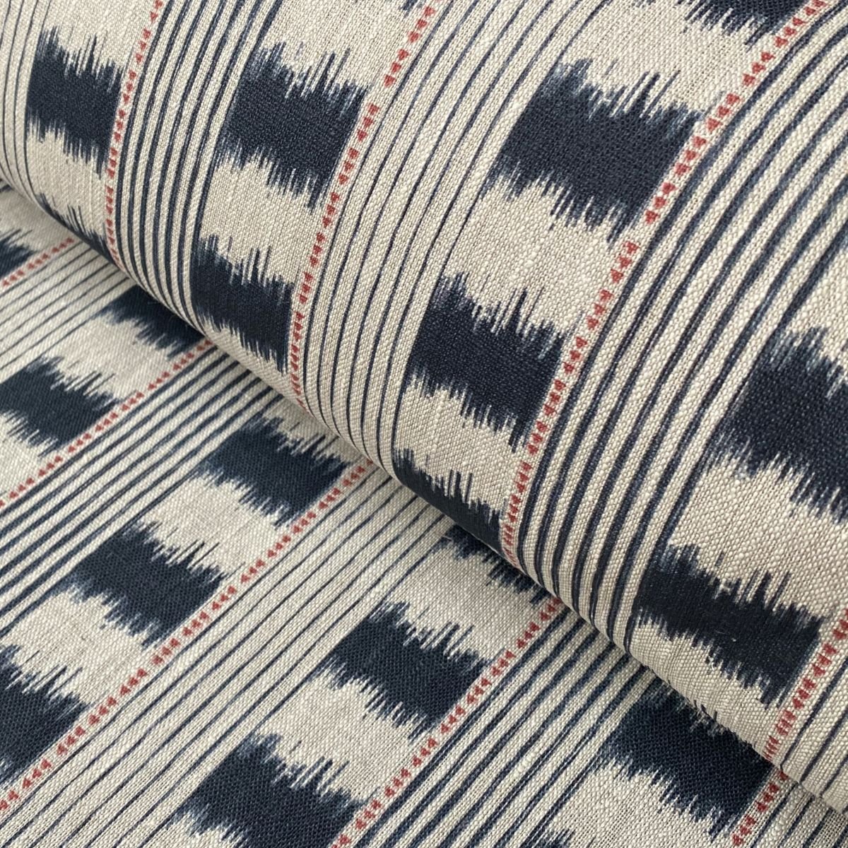 Dark Indigo Striped linen on a roll