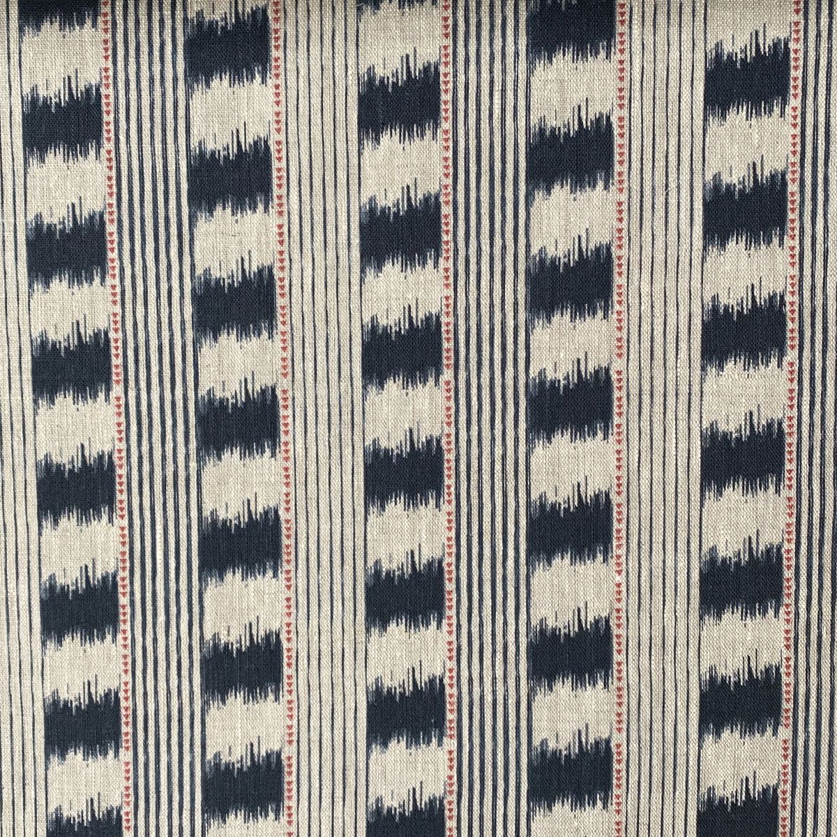Flat lay of a dark indigo striped fabric