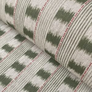 Sage green Striped linen on a roll