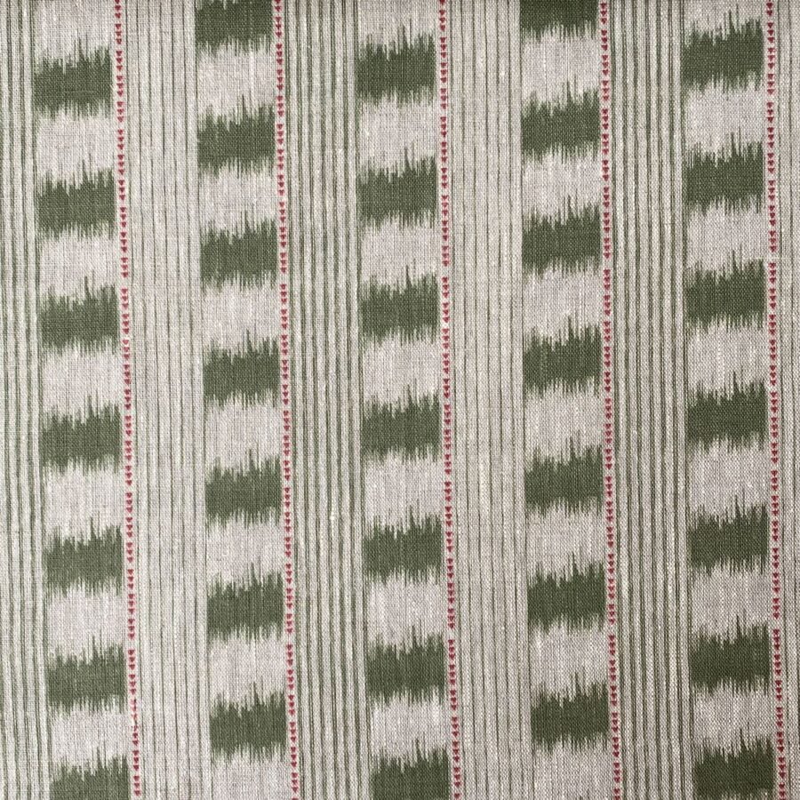 Sage green Striped linen Flat lay