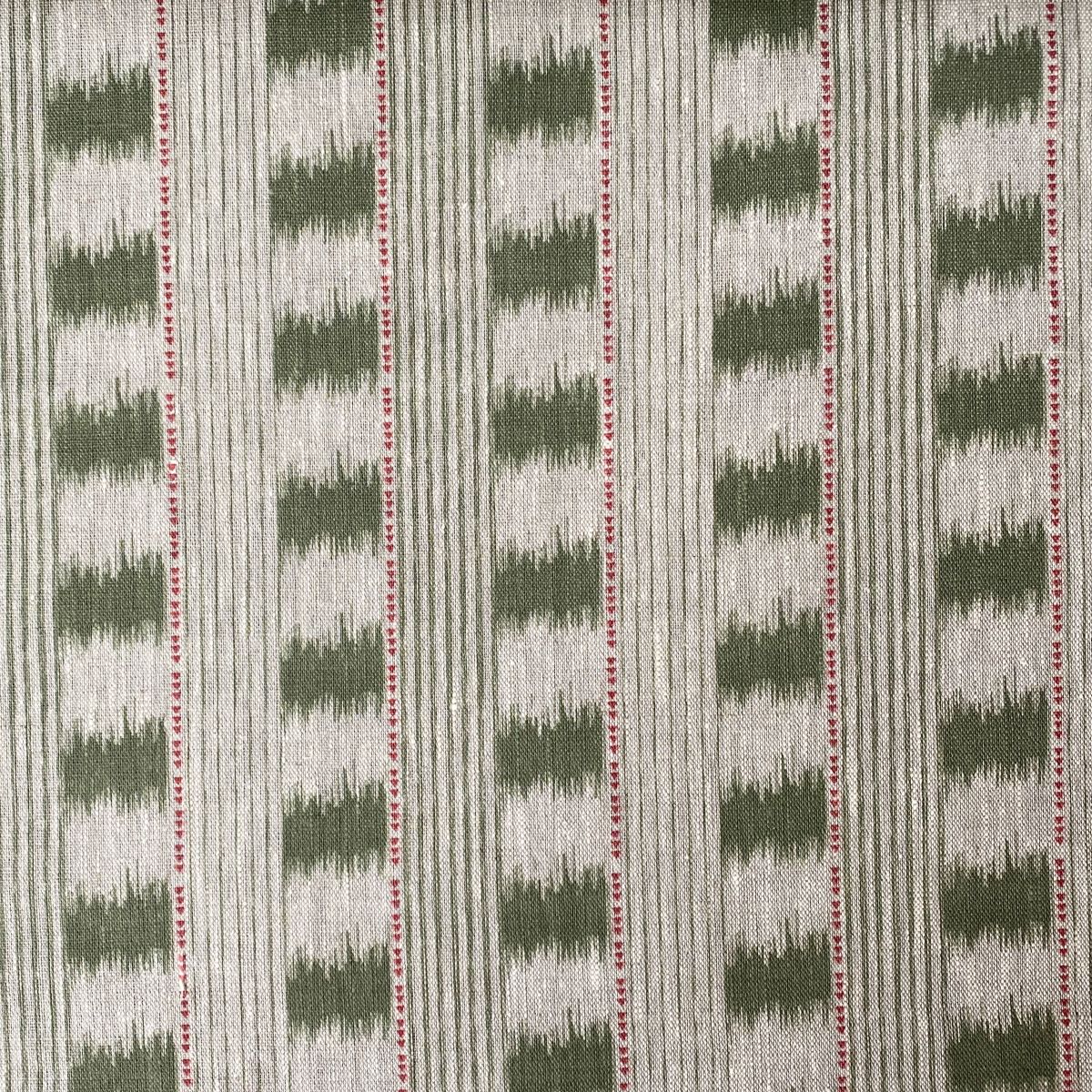 Sage green Striped linen Flat lay