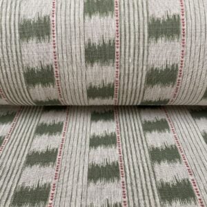 Sage green Striped linen on a roll