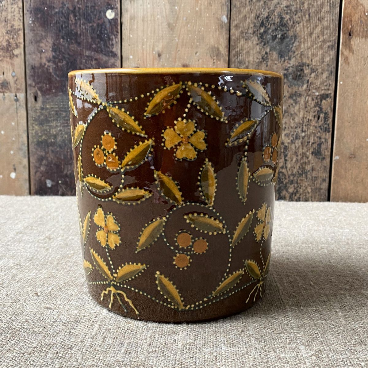Carole Glover Slipware Utensil pot side view