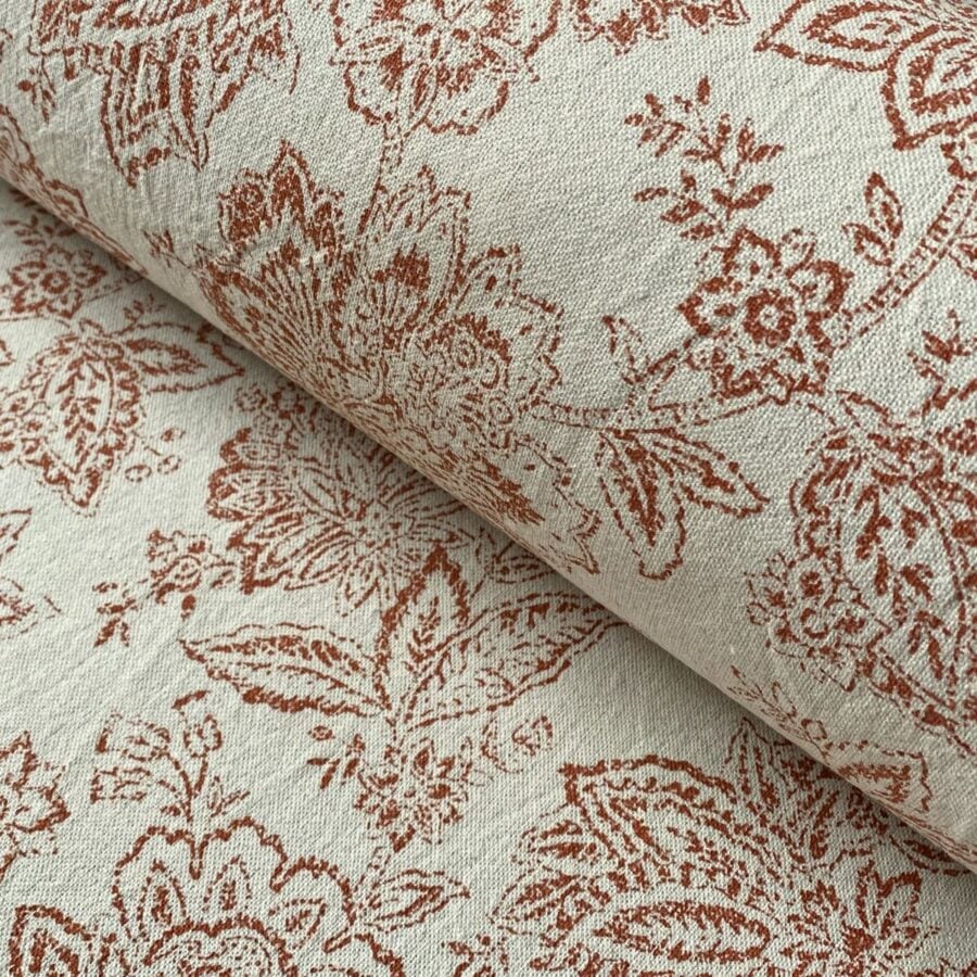Tree of Life patterned fabric on a slanted roll