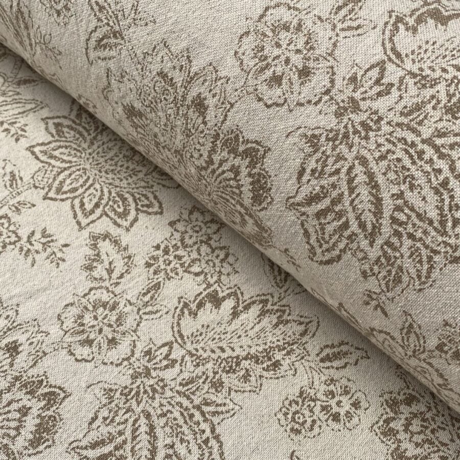 Tree of Life patterned fabric on a slanted roll