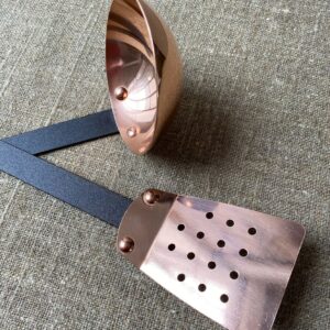 Pair of copper Netherton Foundry copper utensils; ladle and a spatula
