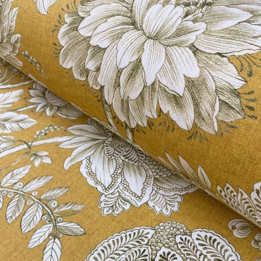 Extra Wide Falabella fabric in mustard on a roll