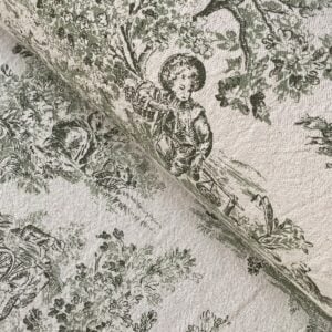 Elysium print fabric on a roll two-green design