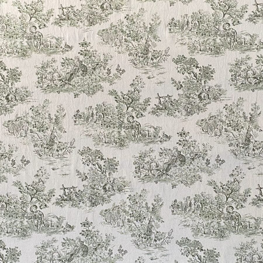 Elysium print fabric on a roll two-green design