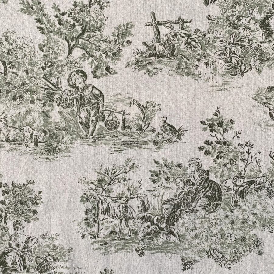 Elysium print fabric on a roll two-green design