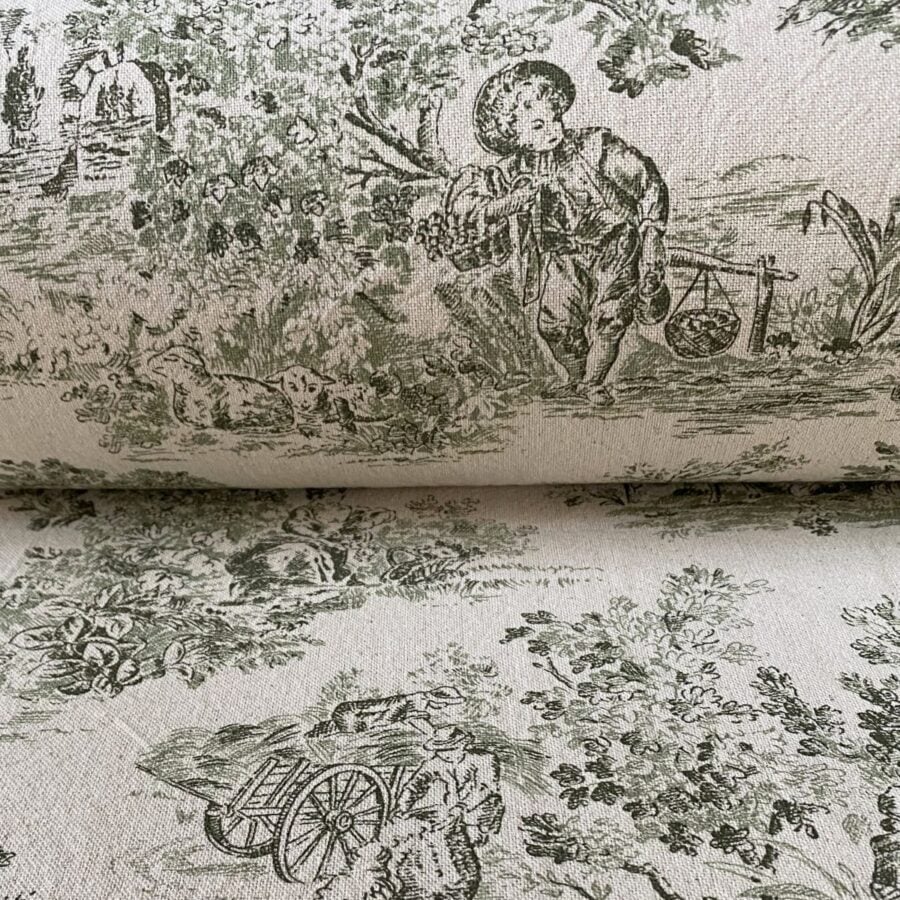 Elysium print fabric on a roll two-green design