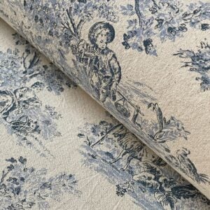 Elysium Print cotton of a pastoral, Toile De Jouy pattern. Tinsmiths
