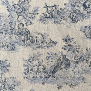 Elysium Print cotton of a pastoral, Toile De Jouy pattern. Tinsmiths