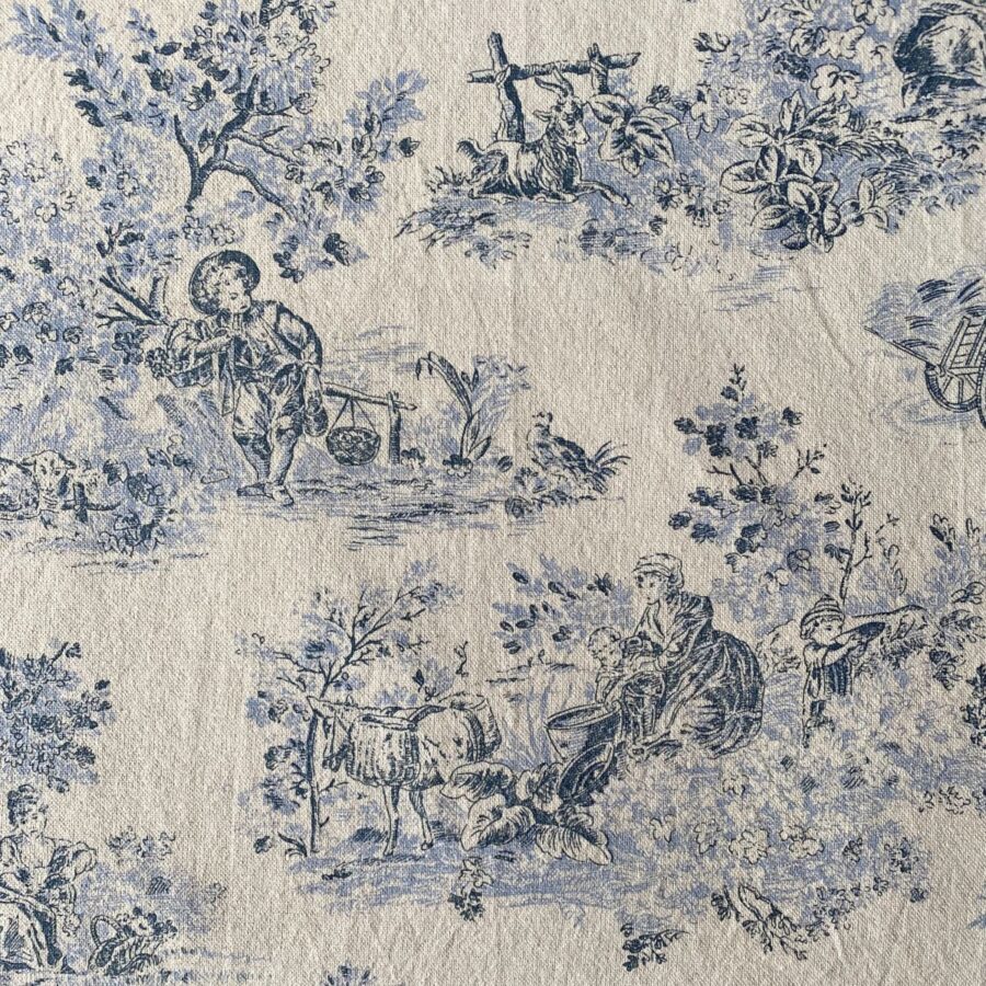 Elysium Print cotton of a pastoral, Toile De Jouy pattern. Tinsmiths