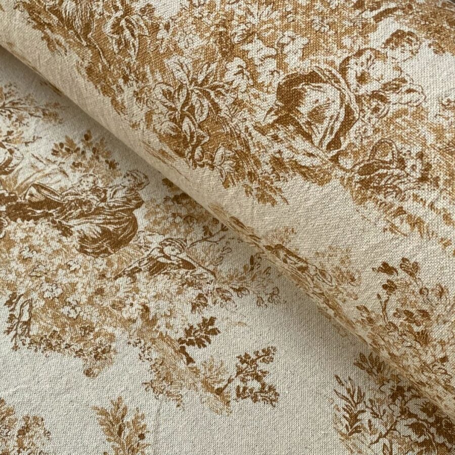 Elysium print fabric in Cinnamon Brown