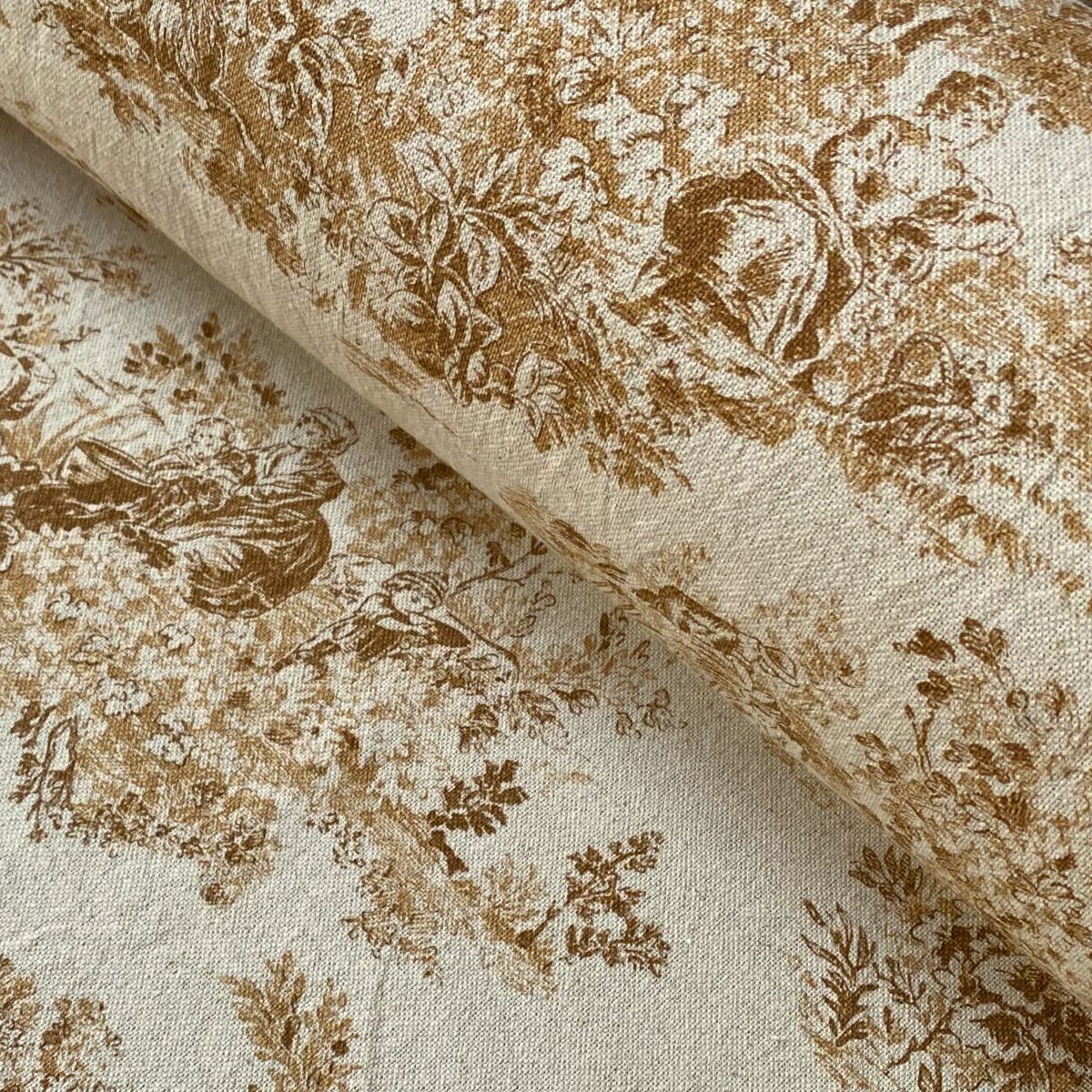 Elysium print fabric in Cinnamon Brown