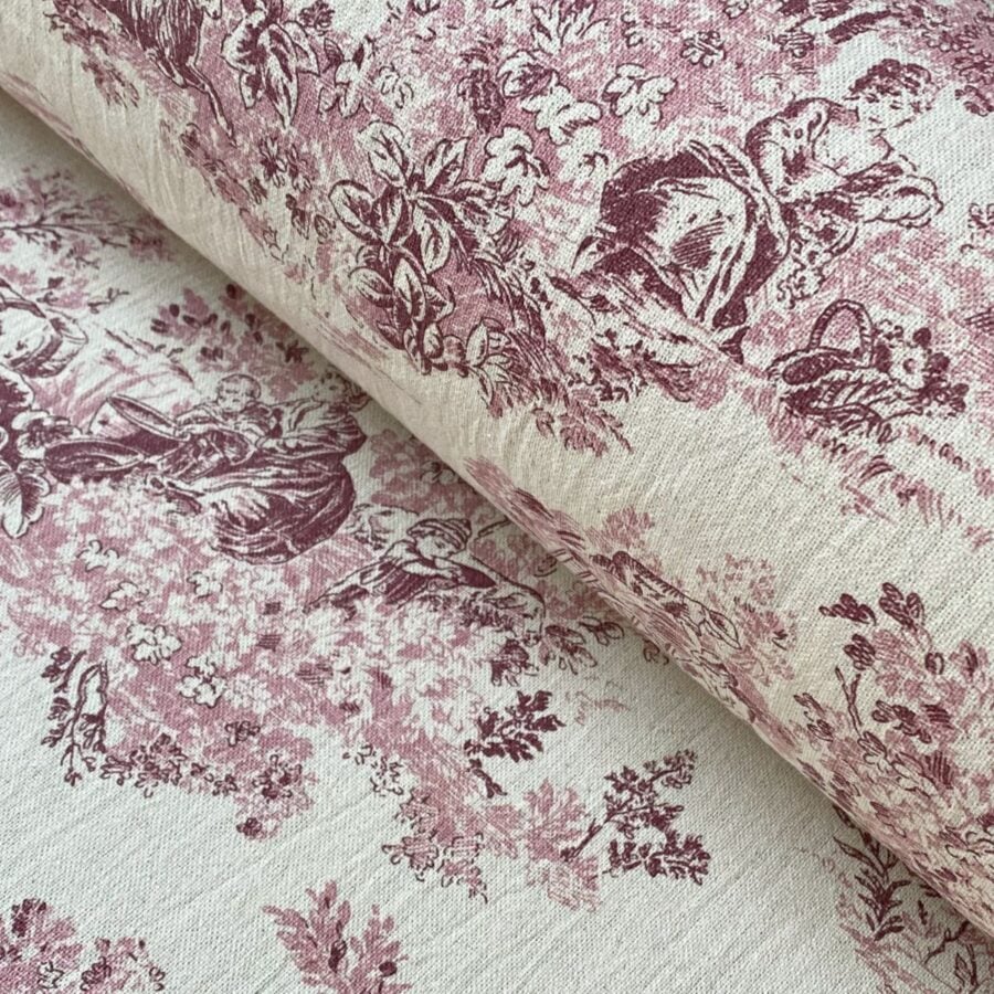 Elysium print fabric on a roll Raspberry pink design