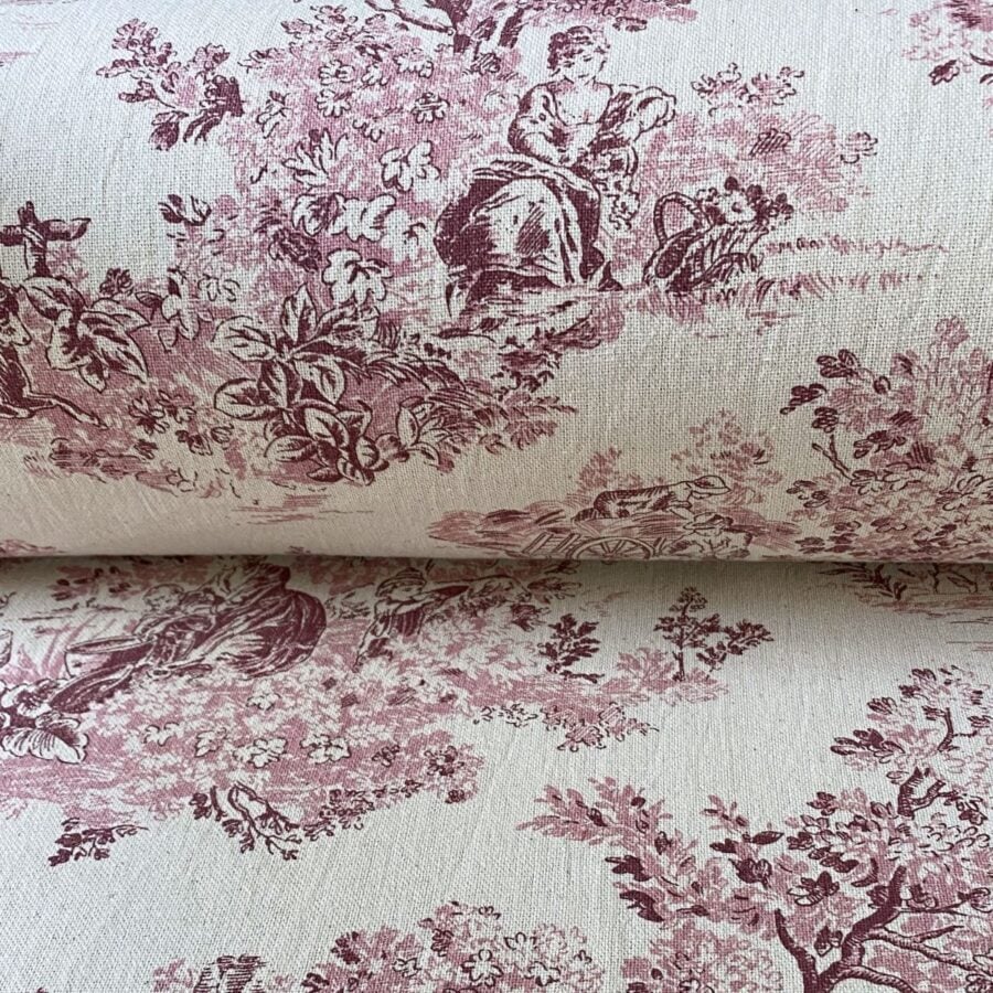 Elysium print fabric on a roll Raspberry pink design
