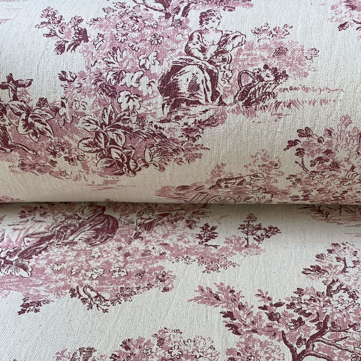 Elysium print fabric on a roll Raspberry pink design