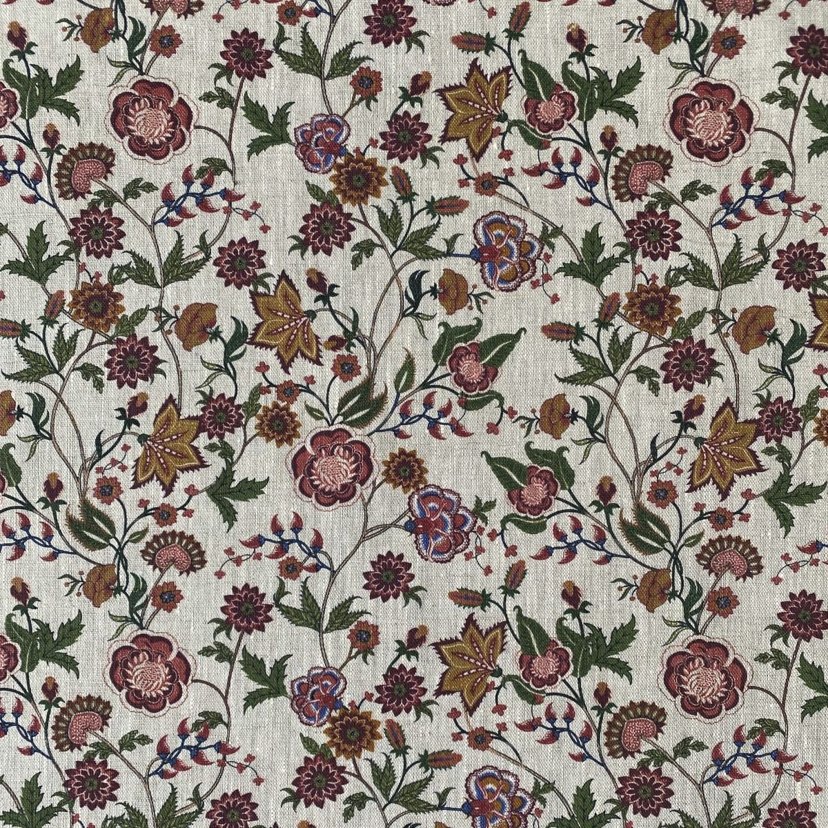 Melody Linen Raspberry & Leaf Green - Image 2