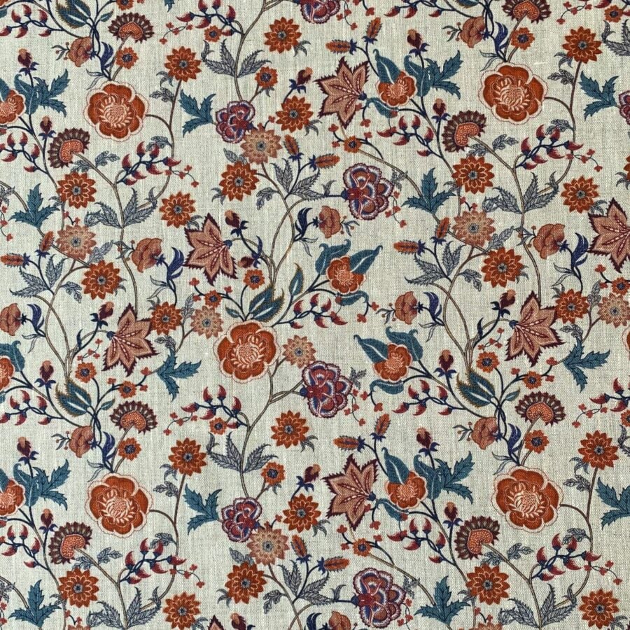 Melody Linen Teal & Orange