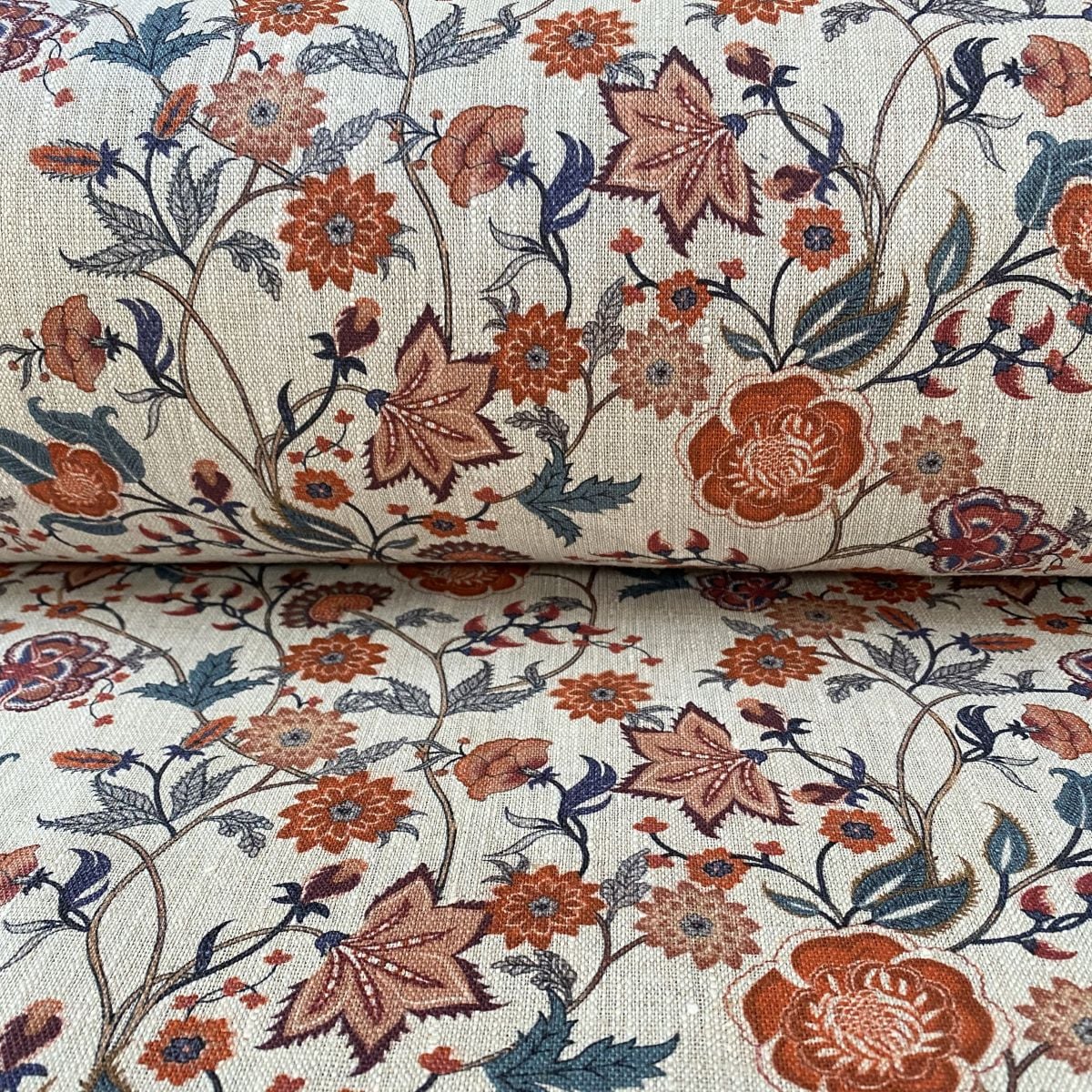 Melody Linen Teal & Orange - Image 3