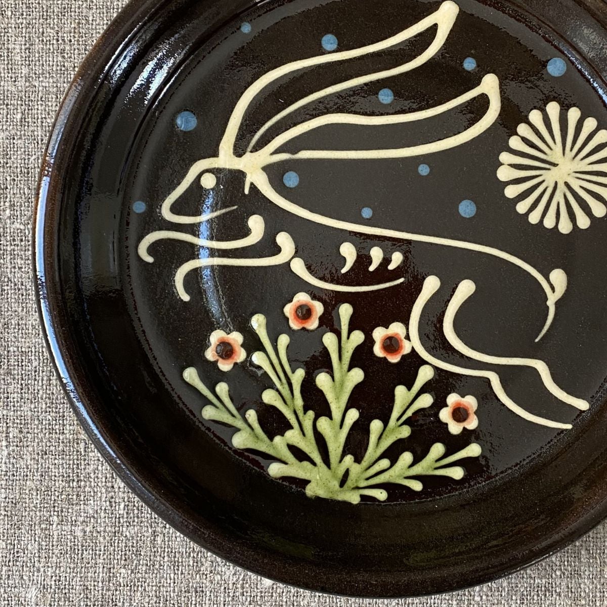 Paul Young Slipware Plate - Black Hare PYHB - Image 2