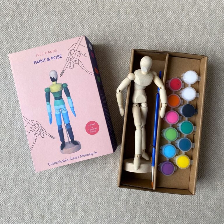 Paint & Pose Mannequin in a box with 12 poster paint pots