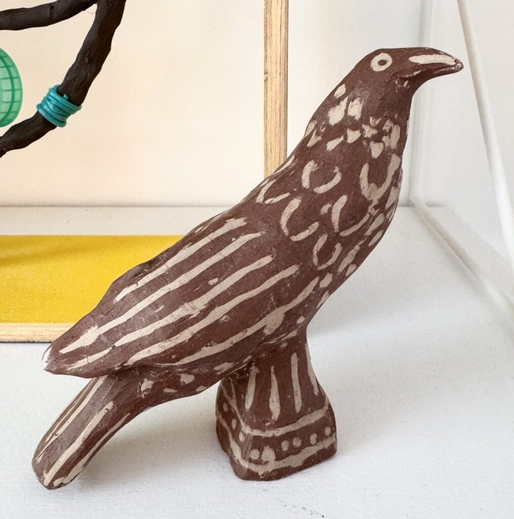 Emma Carlow Clay Bird Sculpture Held in Common Exhibition