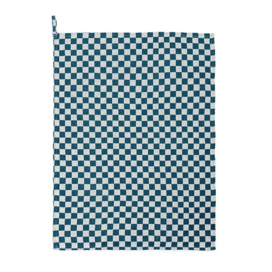 Checked Cotton Hand Towel Teal