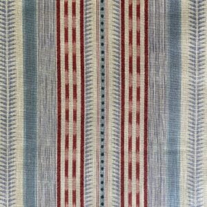 Extra Wide Caspian striped fabric in strawberry red & duckegg