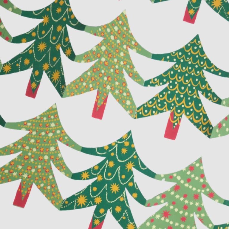 Christmas Tree concertina garland on white background