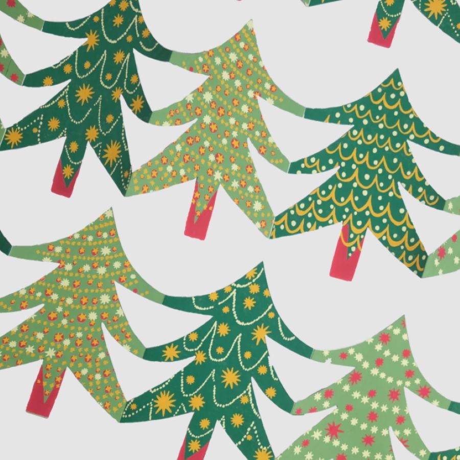 Christmas Tree concertina garland on white background