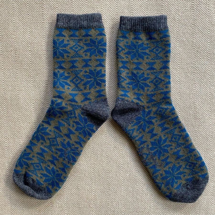 Catherin tough Lambswool Socks Blue Grey