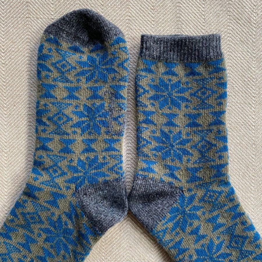Catherin tough Lambswool Socks Blue Grey