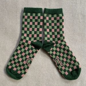 Catherin tough Lambswool Socks Green Pink