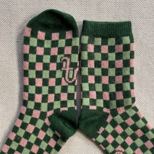 Catherin tough Lambswool Socks Green Pink
