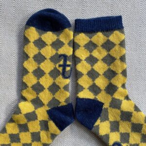 Lambswool Patterned Socks Yellow & Olive - Image 2